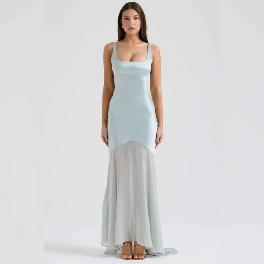 House of CB Vittoria Pistachio Chiffon Floor Length Gown - Picture 10 of 14